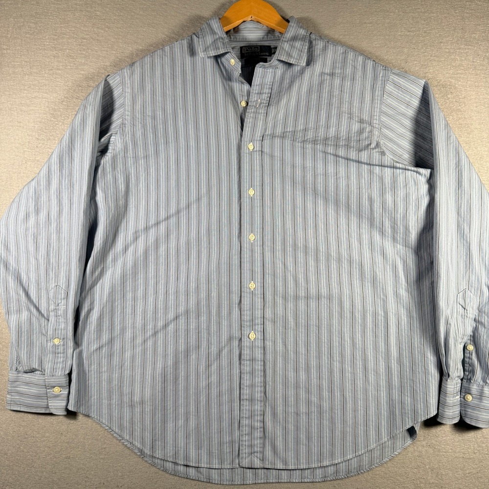 Polo Ralph Lauren Estate Classic Fit Striped Button Down Shirt Mens XL Blue